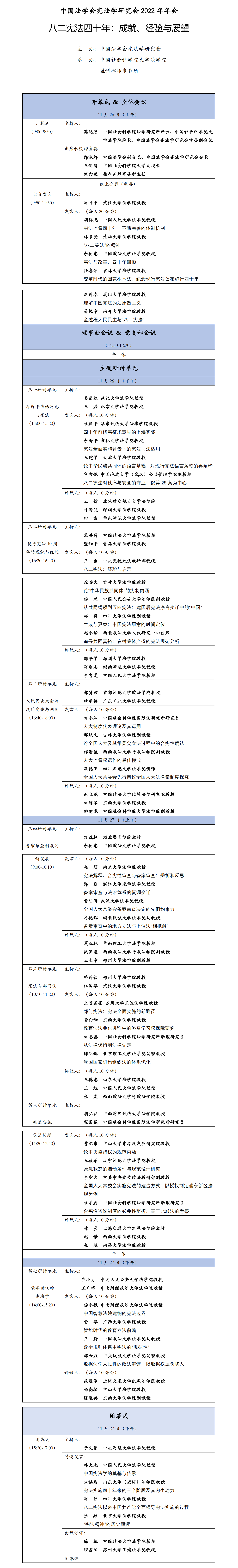 议程｜中国法学会宪法学研究会2022年年会“八二宪法四十年：成就、经验